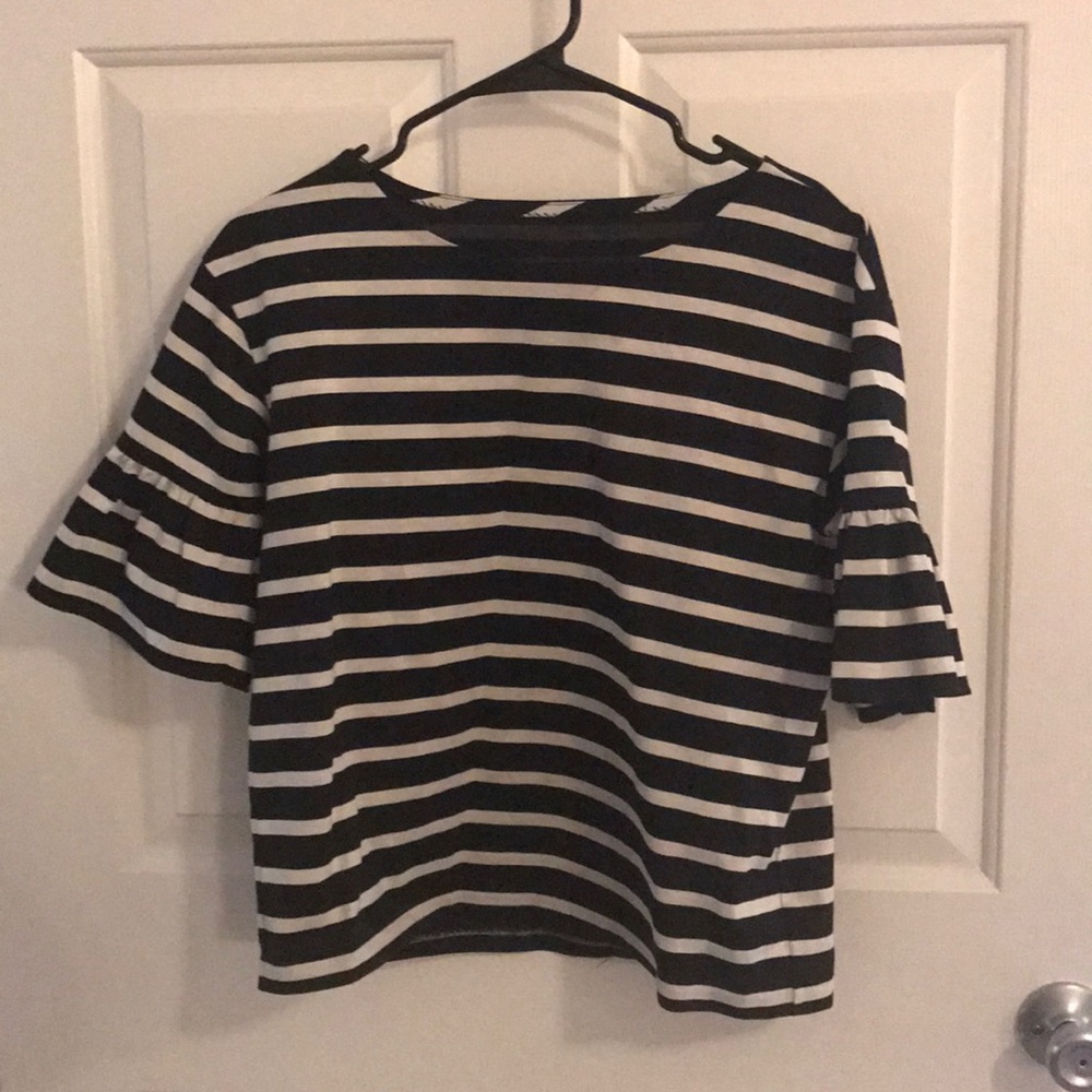 J. Crew Bell Sleeve Striped Top - Sz Medium